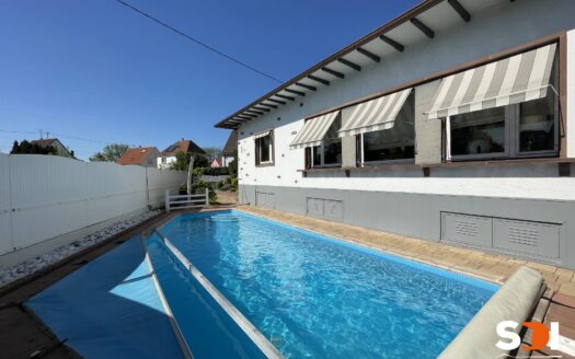 LINGOLSHEIM – MAISON DE PLAIN-PIED 185M² SUR 4,32 ARES AVEC PISCINE CHAUFFEE